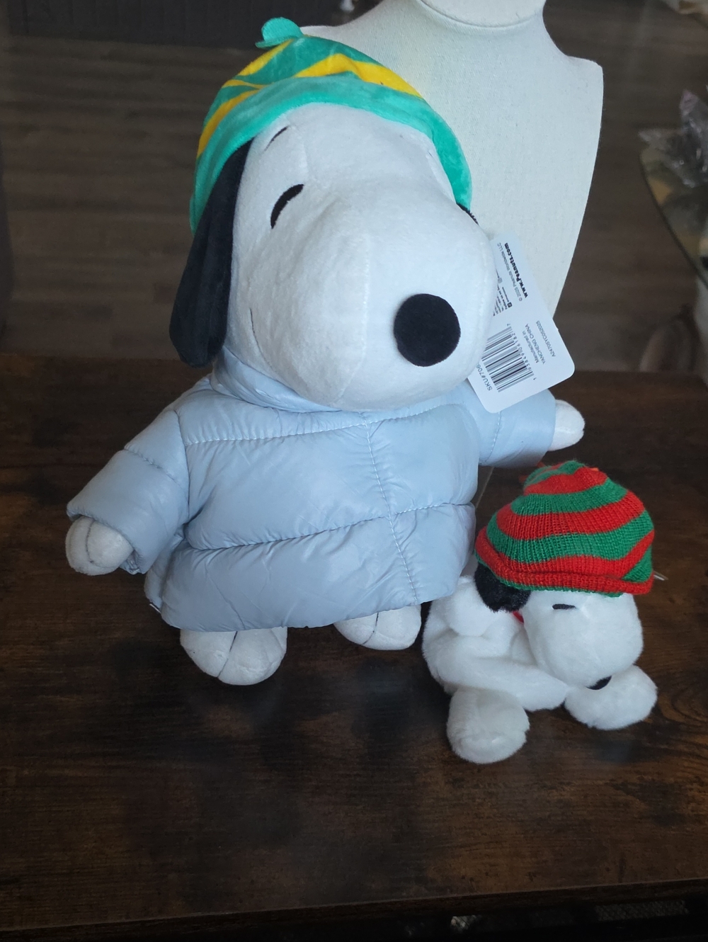 Peanuts Snoopy Plush Duo in White, Black, Light Blue, Green, Yellow, Red